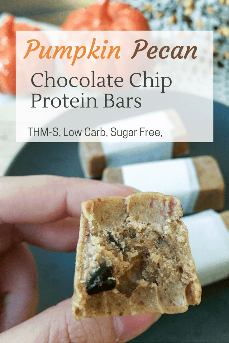 Low Carb, Sugar Free Pumpkin Pecan Chocolate Chip Protein Bars
