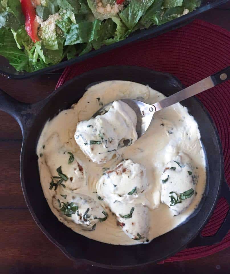 Creamy Basil Chicken Thighs {Low Carb, THM-S}