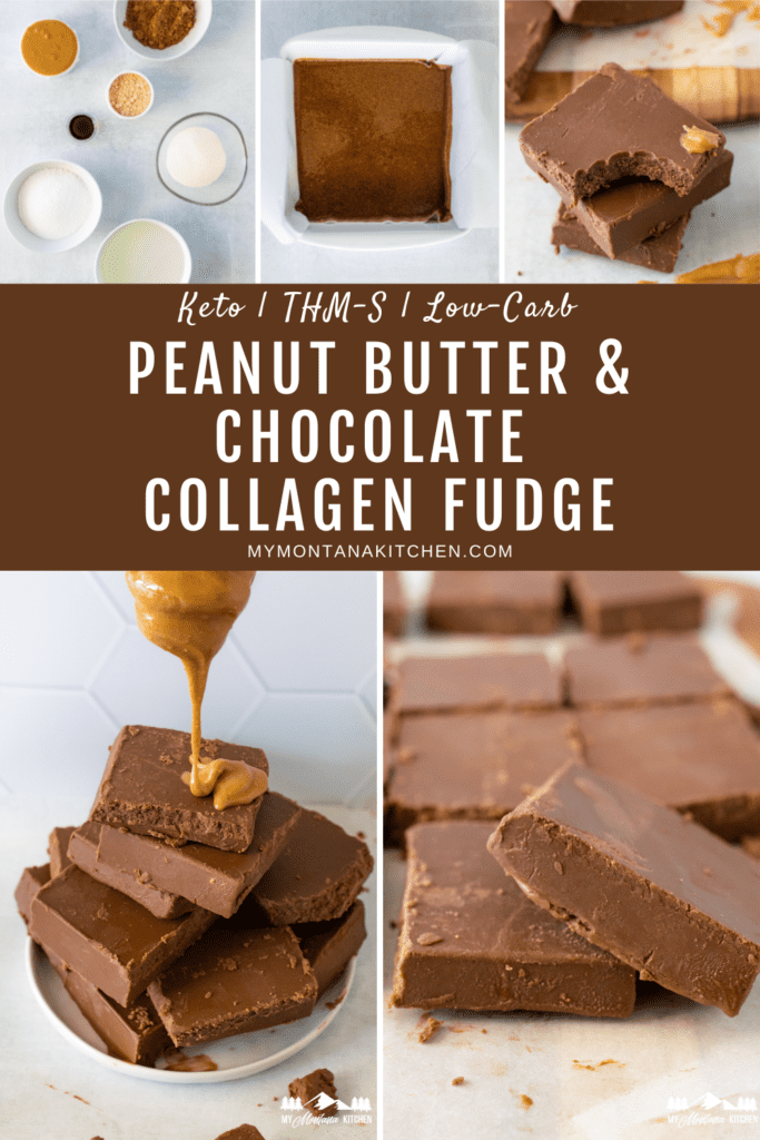 chocolate and peanut butter fudge collage