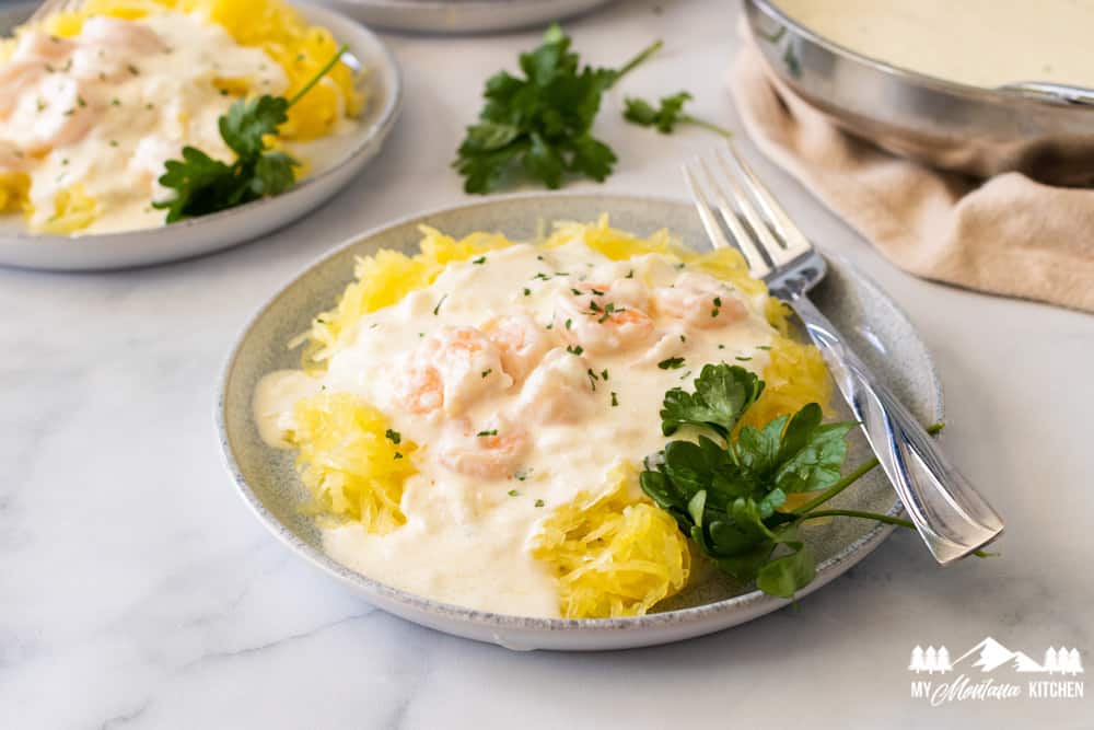 creamy shrimp alfredo with spaghetti squash