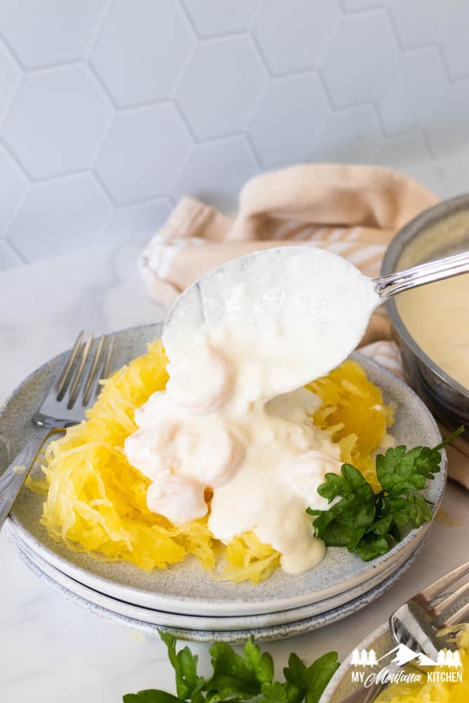 shrimp alfredo with spaghetti squash