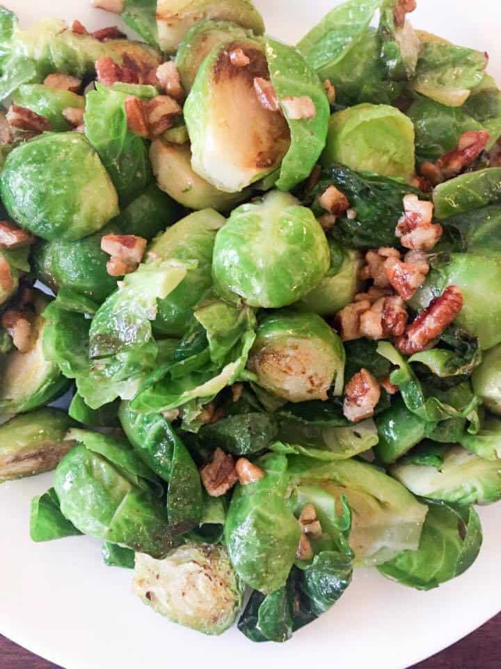 Maple Pecan Glazed Brussels Sprouts (THM-S, Low Carb)