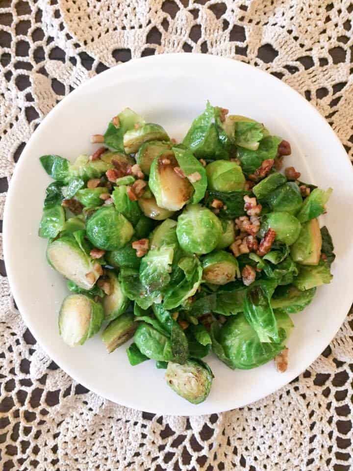 Maple Pecan Glazed Brussels Sprouts (THM-S, Low Carb)