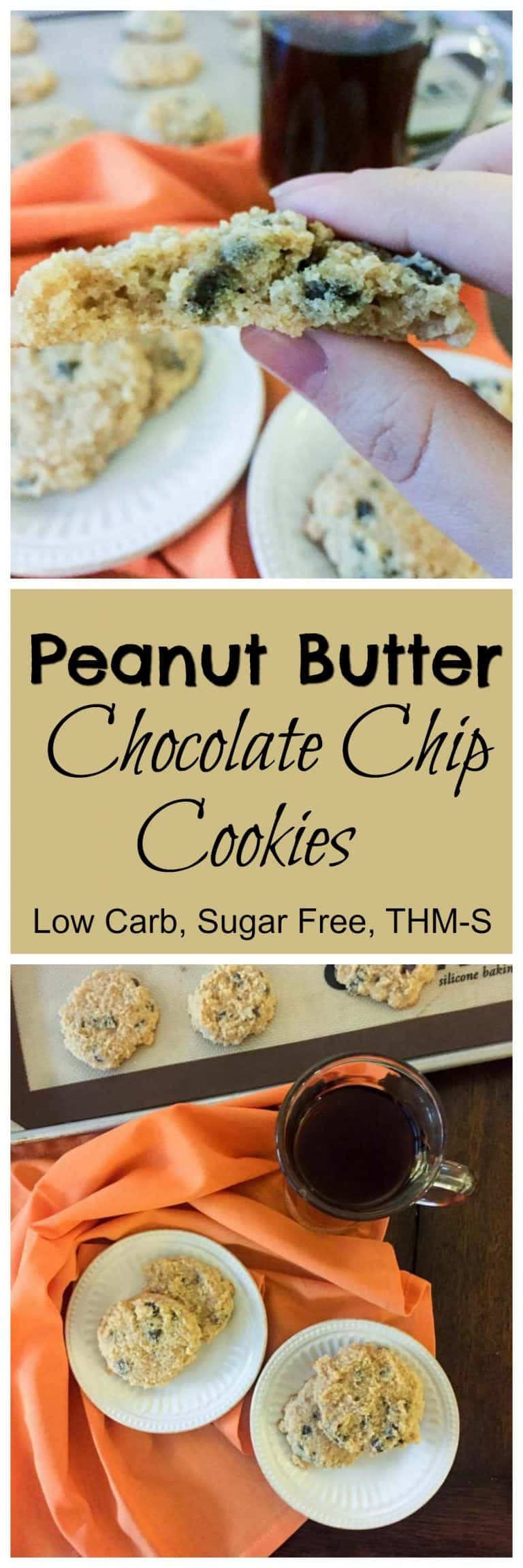 Peanut Butter Chocolate Chip Cookies (Low Carb, Sugar Free, THM-S)