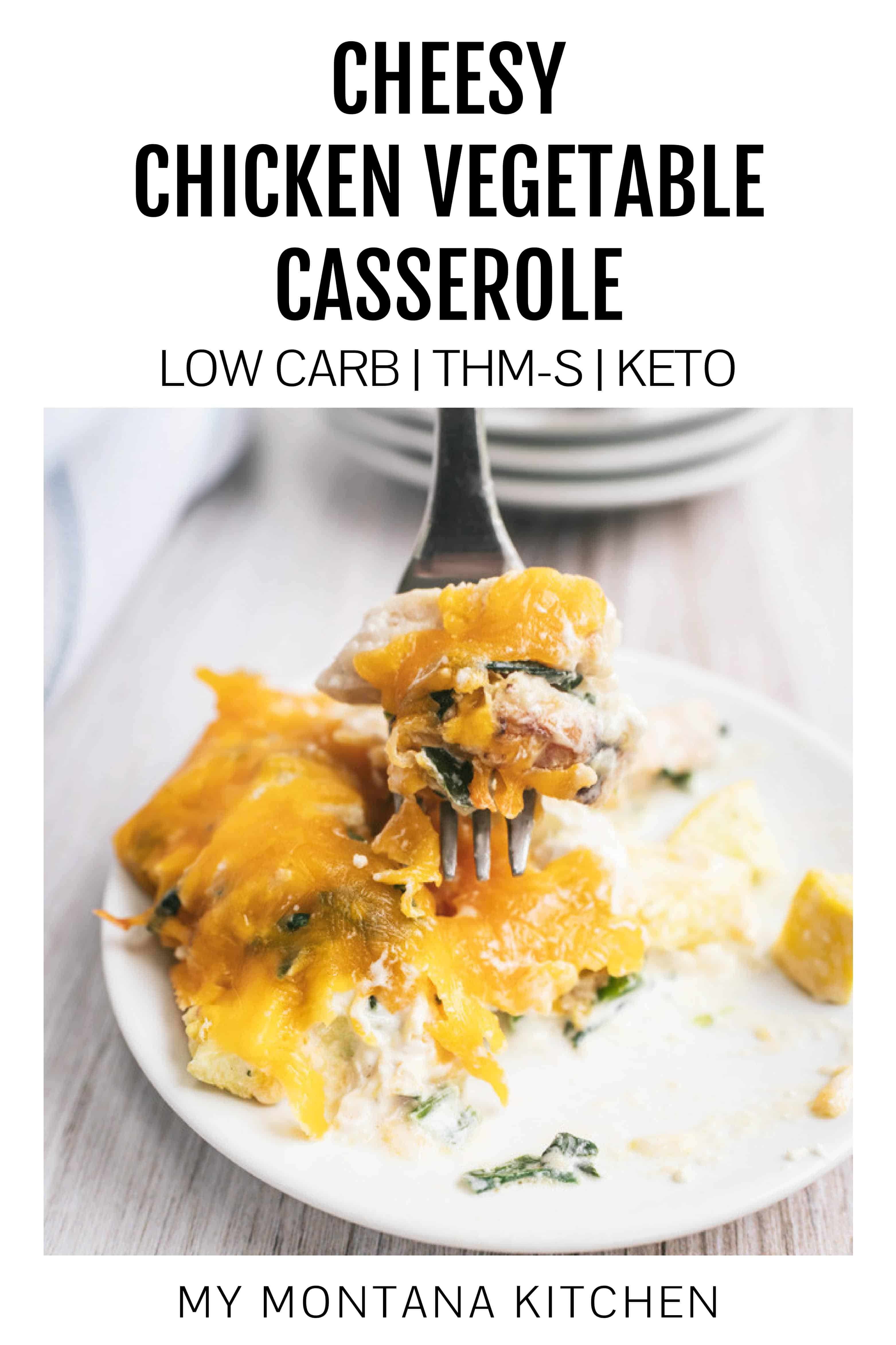 An easy low carb chicken casserole that makes healthy dinners a breeze! Filled with fresh vegetables and plenty of flavor, this easy cheesy chicken casserole will be a family favorite! #lowcarbchickencasserole #easyhealthydinner