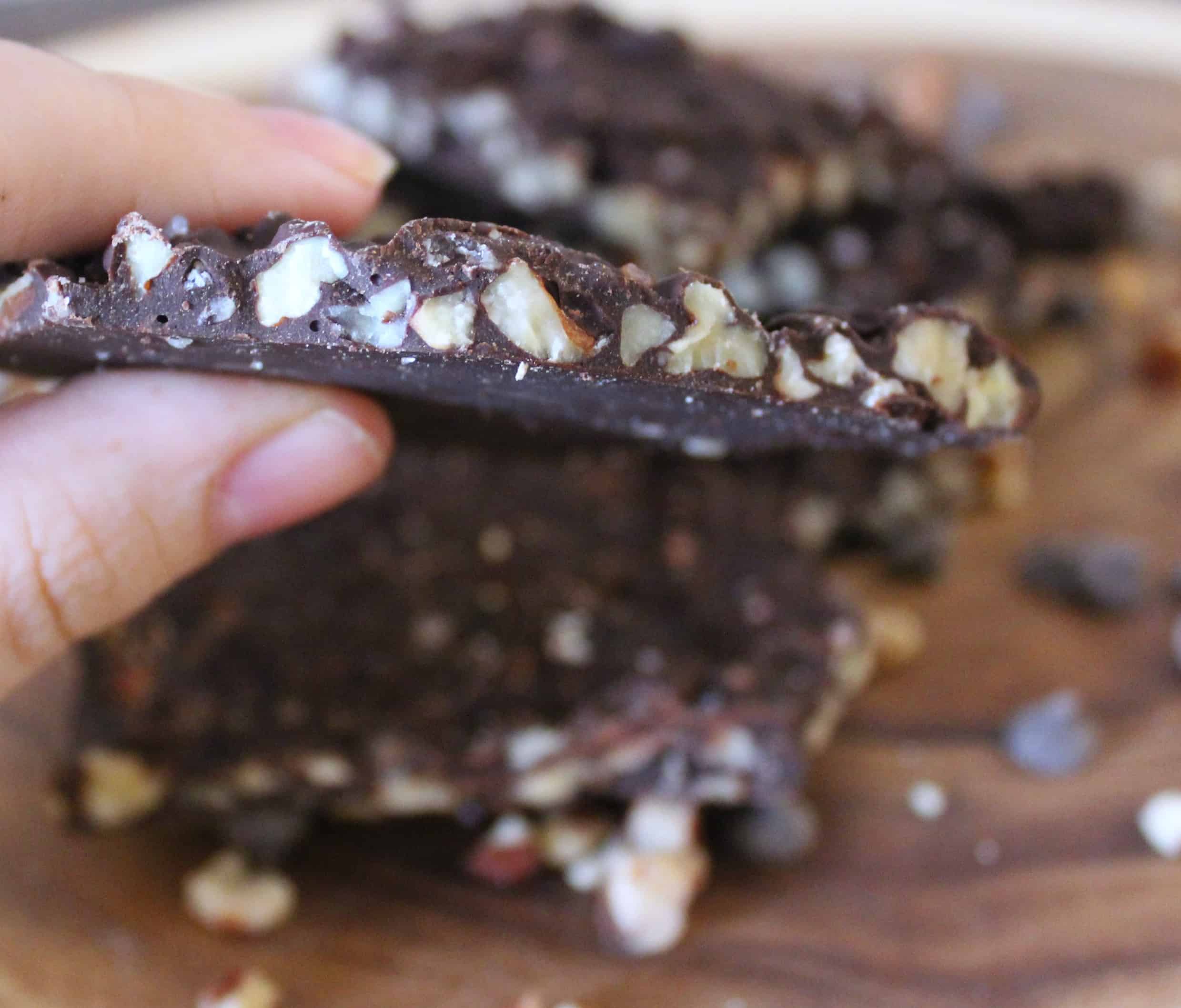 Salted Dark Chocolate Pecan Bark (THM-S, Low Carb, Sugar Free)