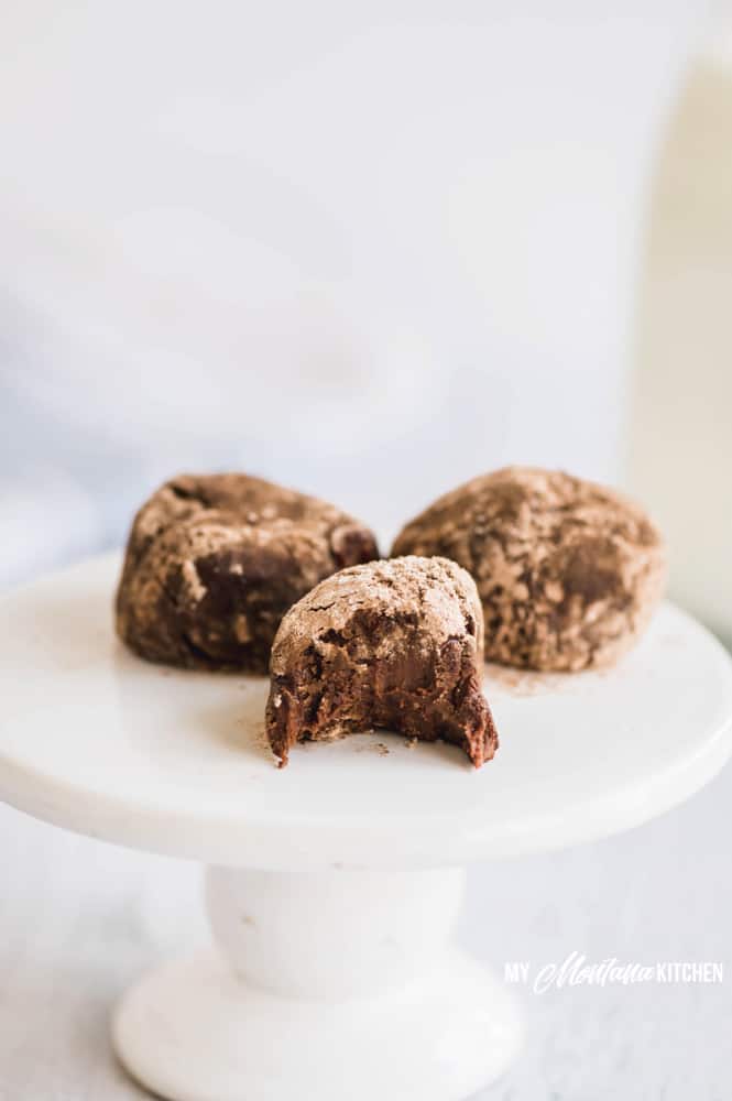 These easy keto chocolate truffles with cream cheese are sugar free, and flavored with a swirl of rich coffee, making them a decadent low carb dark chocolate dessert recipe! #ketotruffles #lowcarbchocolatedessert