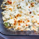 An easy Keto Chicken Broccoli Casserole that comes together quickly and tastes just like the chicken and broccoli casserole you remember from your childhood (minus all the carbs)! #keto #lowcarb #trimhealthymama #casseroles