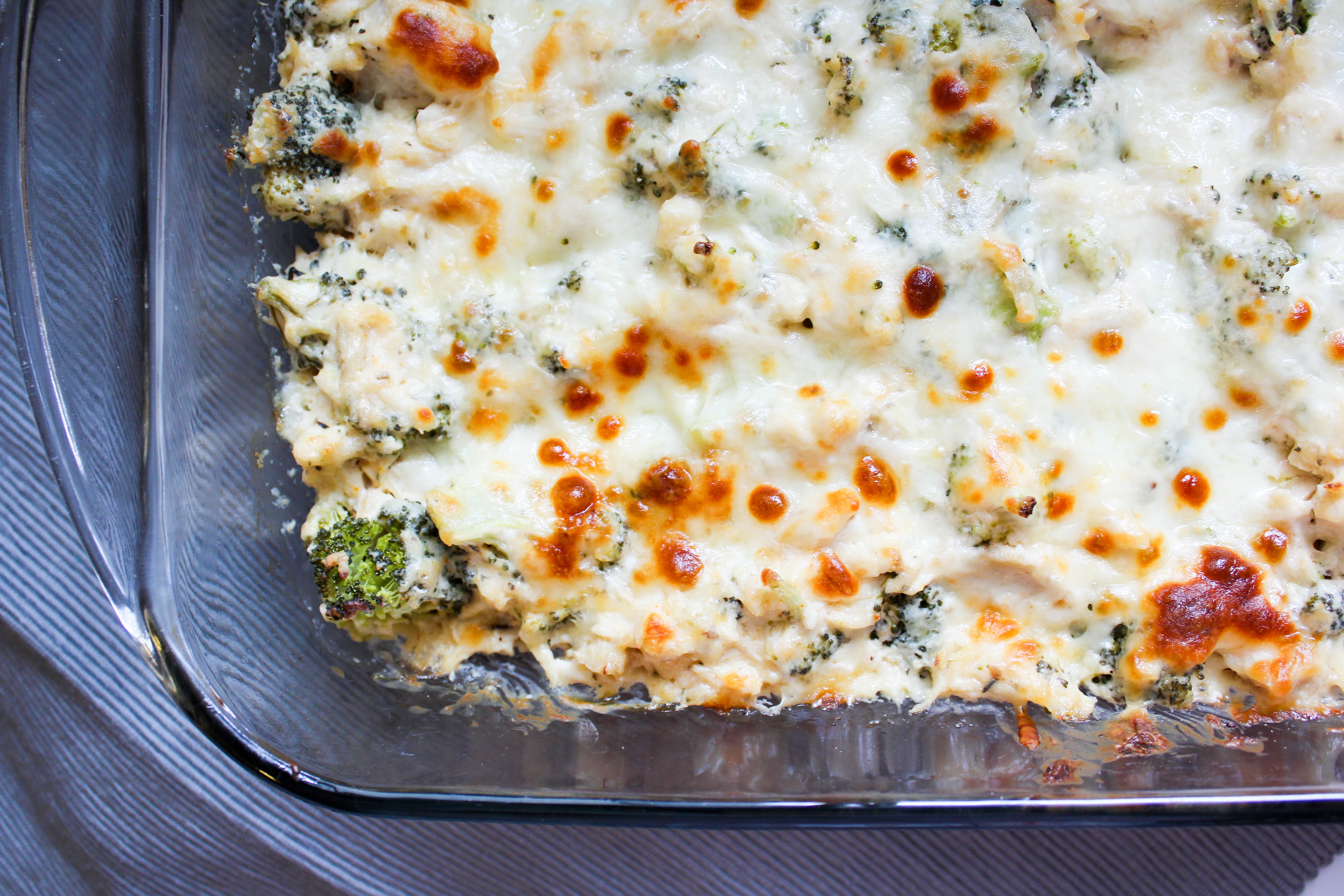 An easy Keto Chicken Broccoli Casserole that comes together quickly and tastes just like the chicken and broccoli casserole you remember from your childhood (minus all the carbs)! #keto #lowcarb #trimhealthymama #casseroles