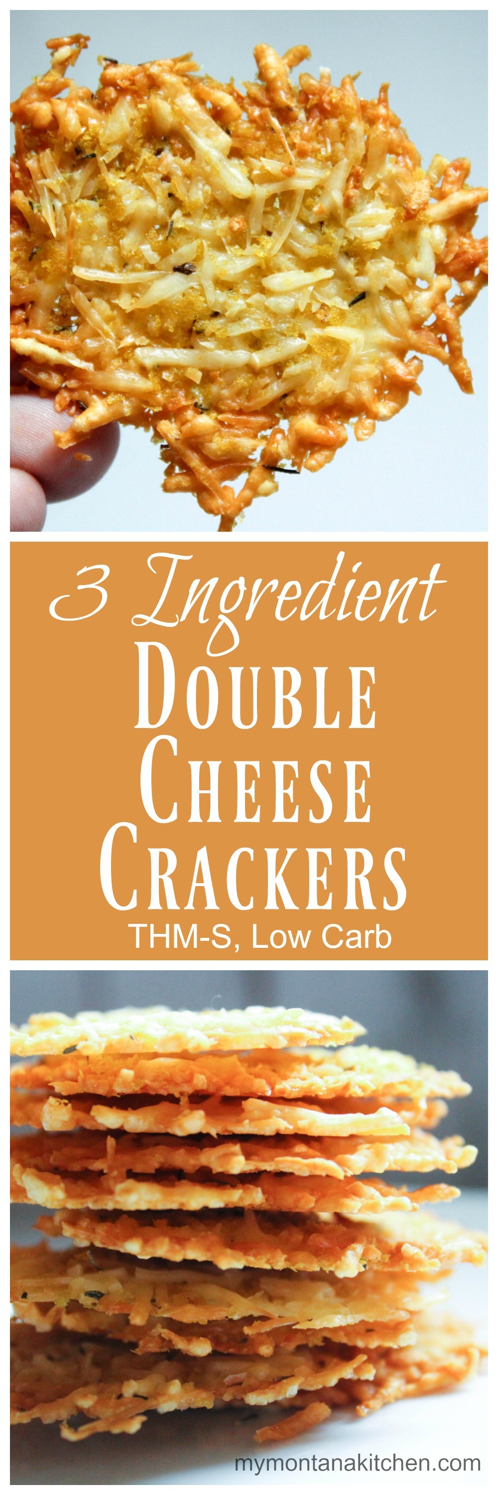 3 Ingredient Double Cheese Crackers (THM-S, Low Carb)
