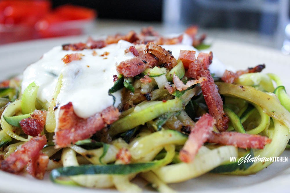 Speedy Zucchini Bacon Alfredo (THM-S, Low Carb)