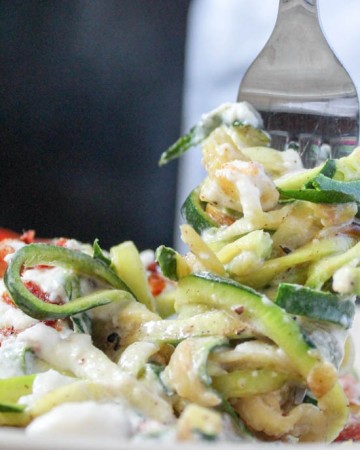 Speedy Zucchini Bacon Alfredo (THM-S, Low Carb)