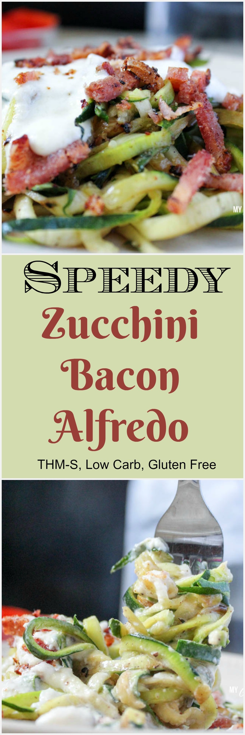 Speedy Zucchini Bacon Alfredo (THM-S, Low Carb)