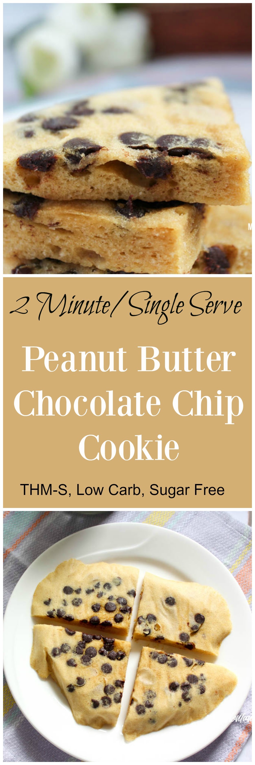 2 Minute Peanut Butter Chocolate Chip Cookie (THM-S, Low Carb, Sugar Free)