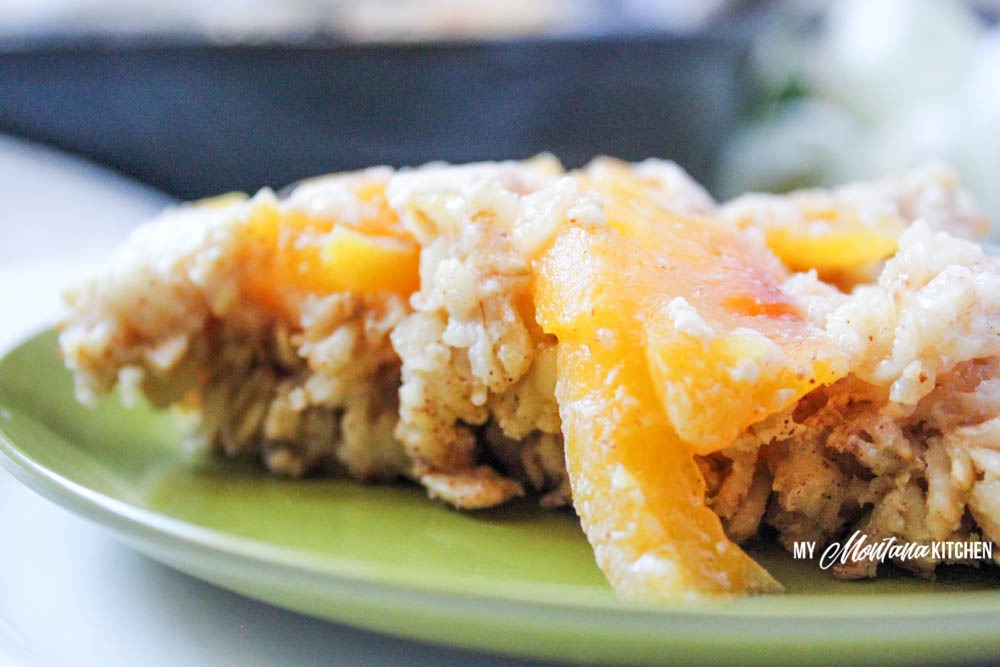 Upside Down Peach Oatmeal Bake (THM-E, Sugar Free)