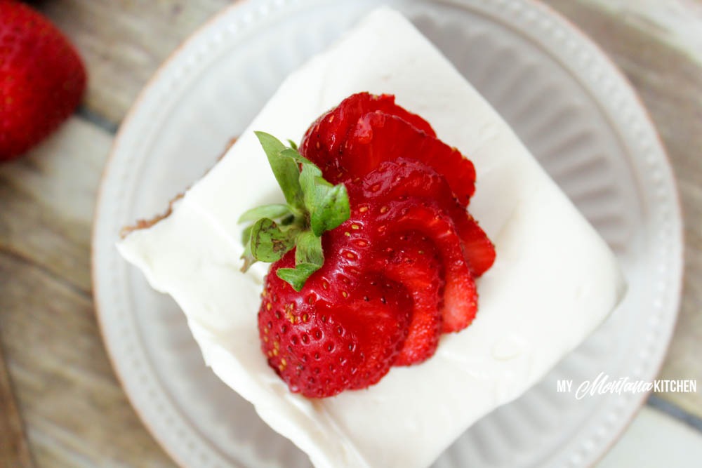 Low Carb Strawberry Cake with Cream Cheese Frosting (THM-S, Sugar Free)