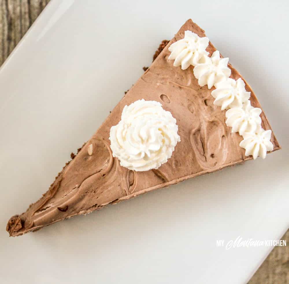 No Bake Chocolate Cheesecake (Low Carb, Sugar Free, THM-S) #trimhealthymama #nobake #thm #mymontanakitchen #lowcarb #sugarfree #cheesecake #chocolate