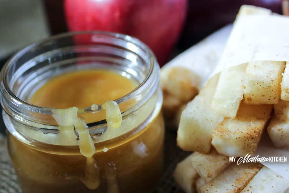 Low Carb Caramel "Apple Fries" (THM-S, Sugar Free) #trimhealthymama #thm #thms #jicama #caramel #sugarfree #thmcaramelapple #lowcarb