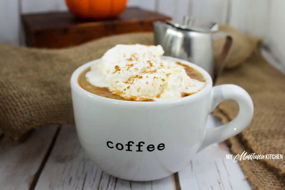 Pumpkin Spice Latte (Sugar Free, Low Carb, THM-S) #sponsored #trimhealthymama #thm #sugarfree #lowcarb #dairyfree #pumpkin #coffee