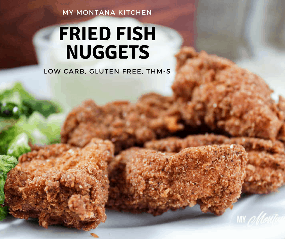 Low Carb Fried Fish Nuggets (Gluten Free, THM-S) #trimhealthymama #thm #friedfish #lowcarb #glutenfree #fishnuggets 