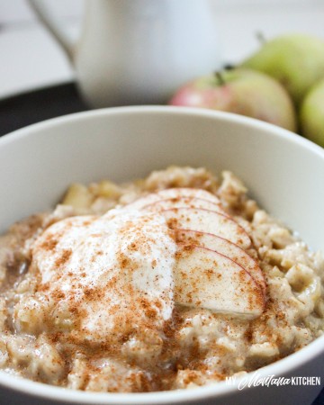 Maple Apple Oatmeal (Low Fat, Sugar Free, Dairy Free, THM-E) #trimhealthymama #thme #oatmeal #maple #apple #dairyfree #sugarfree #lowfat