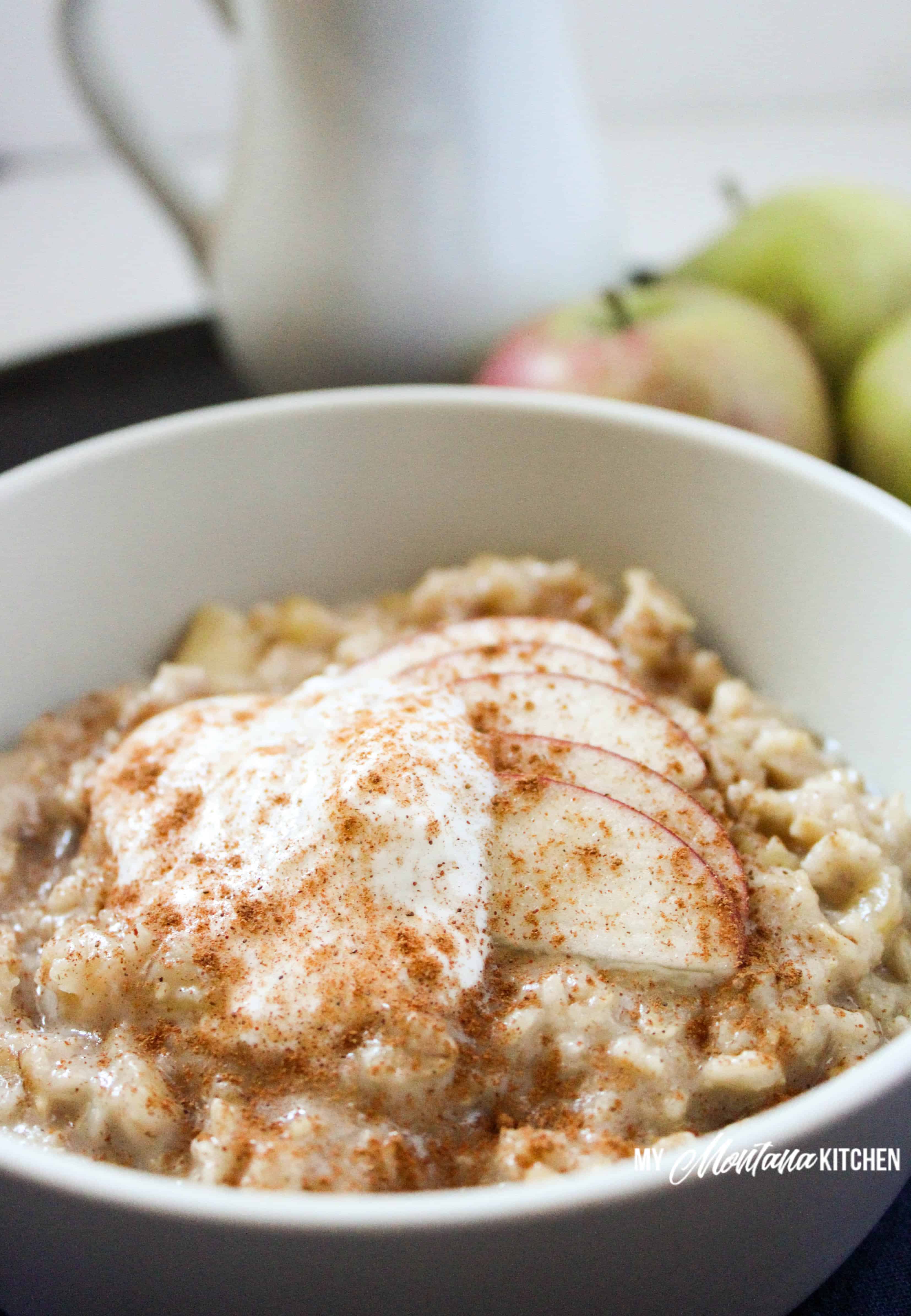 Maple Apple Oatmeal (Low Fat, Sugar Free, Dairy Free, THM-E) #trimhealthymama #thme #oatmeal #maple #apple #dairyfree #sugarfree #lowfat