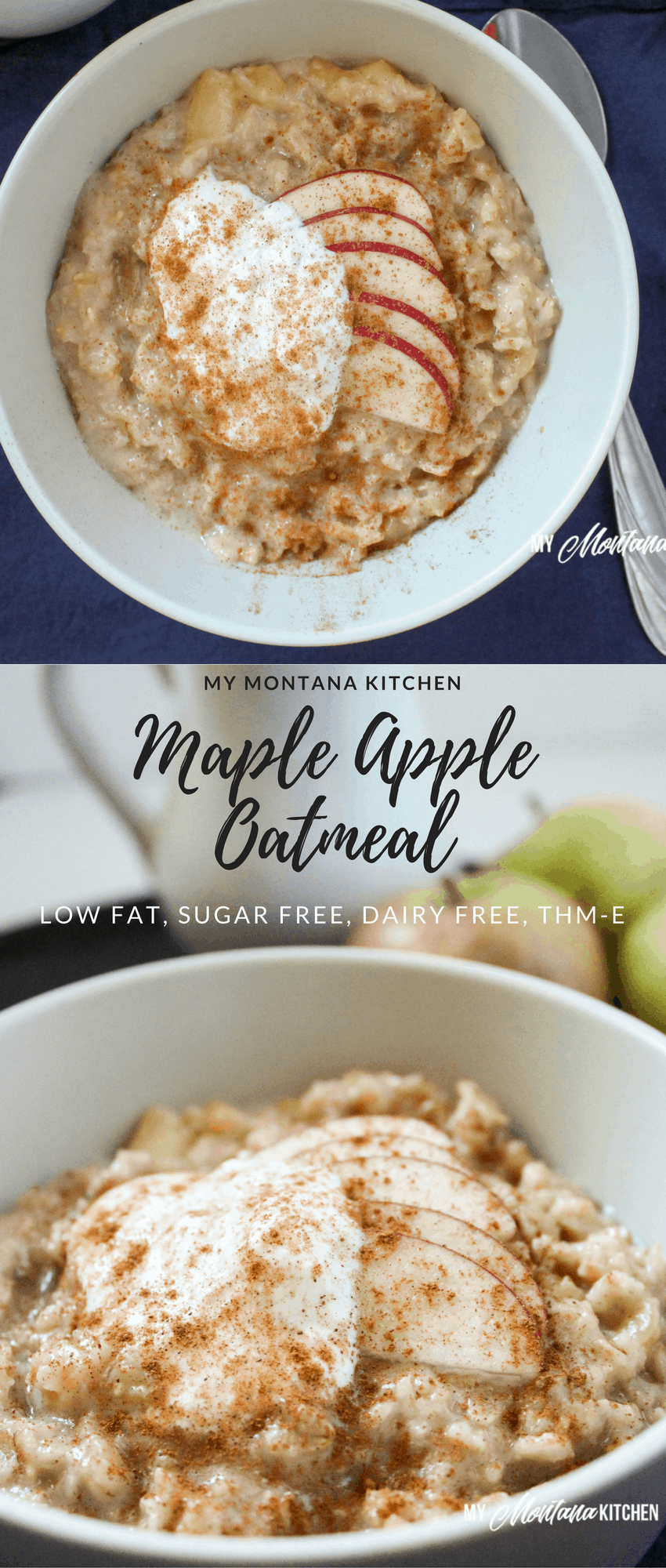 Maple Apple Oatmeal (Low Fat, Sugar Free, Dairy Free, THM-E) #trimhealthymama #thme #oatmeal #maple #apple #dairyfree #sugarfree #lowfat
