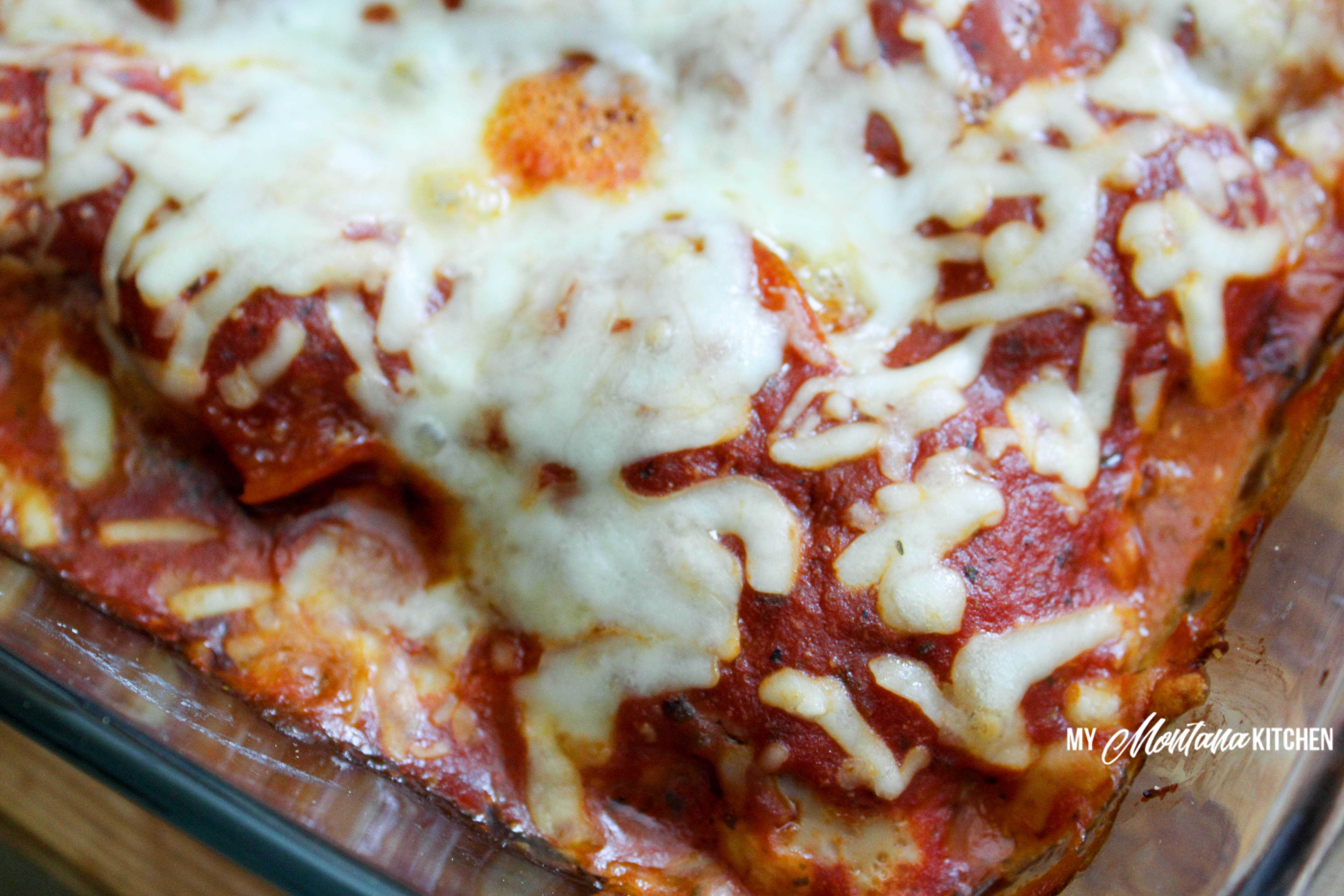 Low Carb Pizza Meatball Casserole #trimhealthymama #thm #thms #pizza #meatballs #casserole #mymontanakitchen