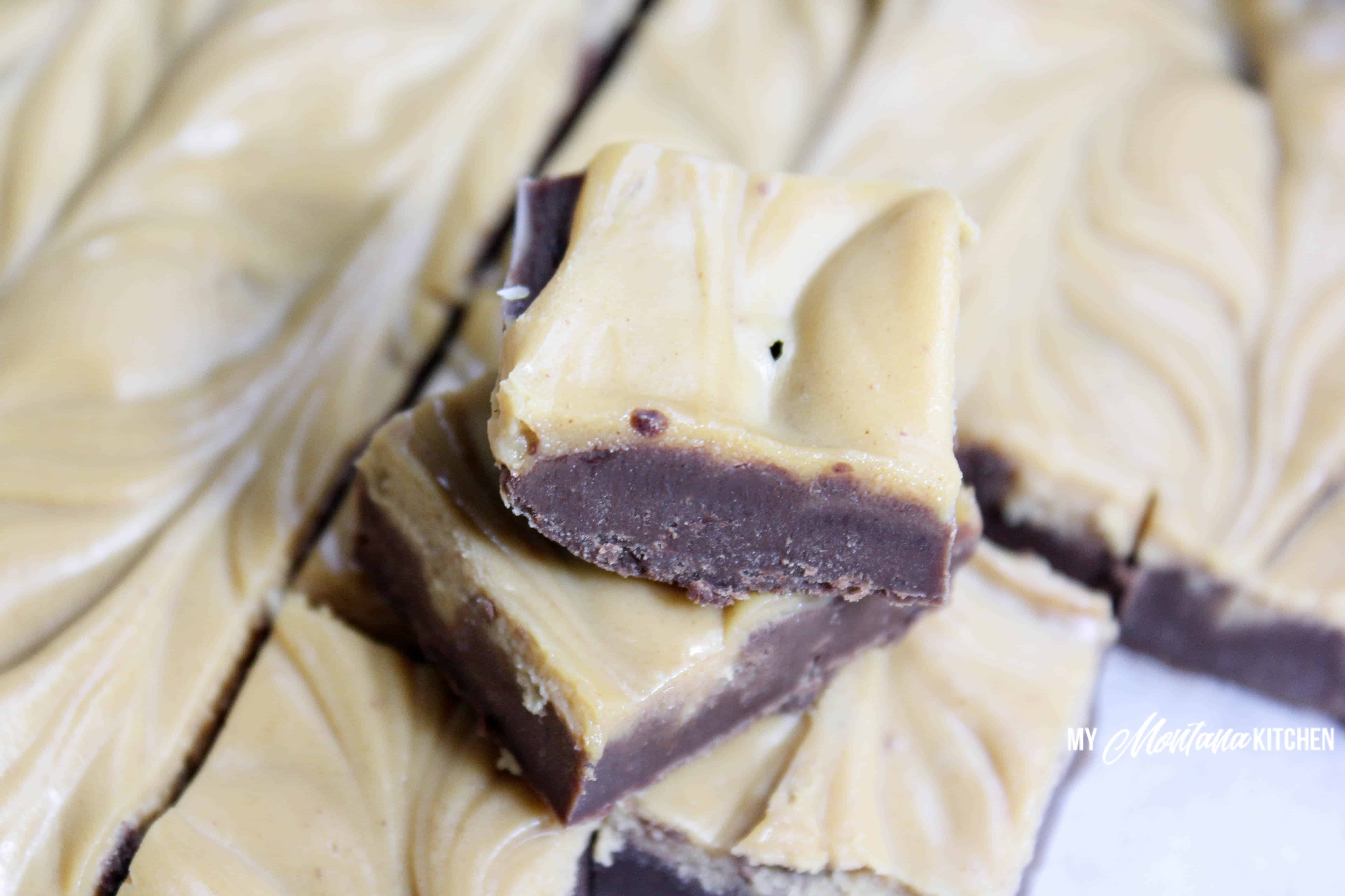 Chocolate Peanut Butter Fudge (Low Carb, Sugar Free, THM-S) #trimhealthymama #thm #fudge #chocolate #peanutbutter #sugarfree #lowcarb #mymontanakitchen