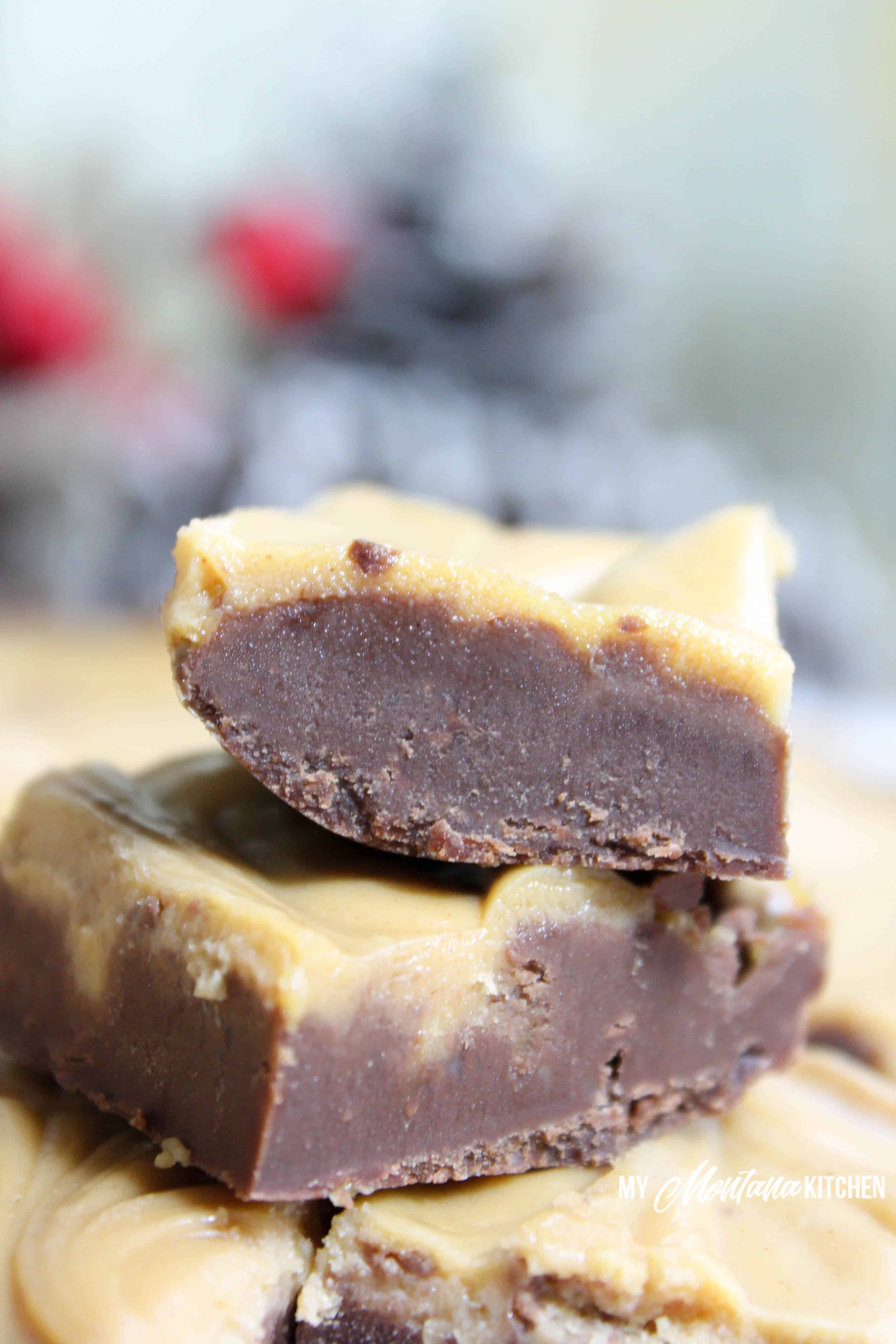 Chocolate Peanut Butter Fudge (Low Carb, Sugar Free, THM-S) #trimhealthymama #thm #fudge #chocolate #peanutbutter #sugarfree #lowcarb #mymontanakitchen