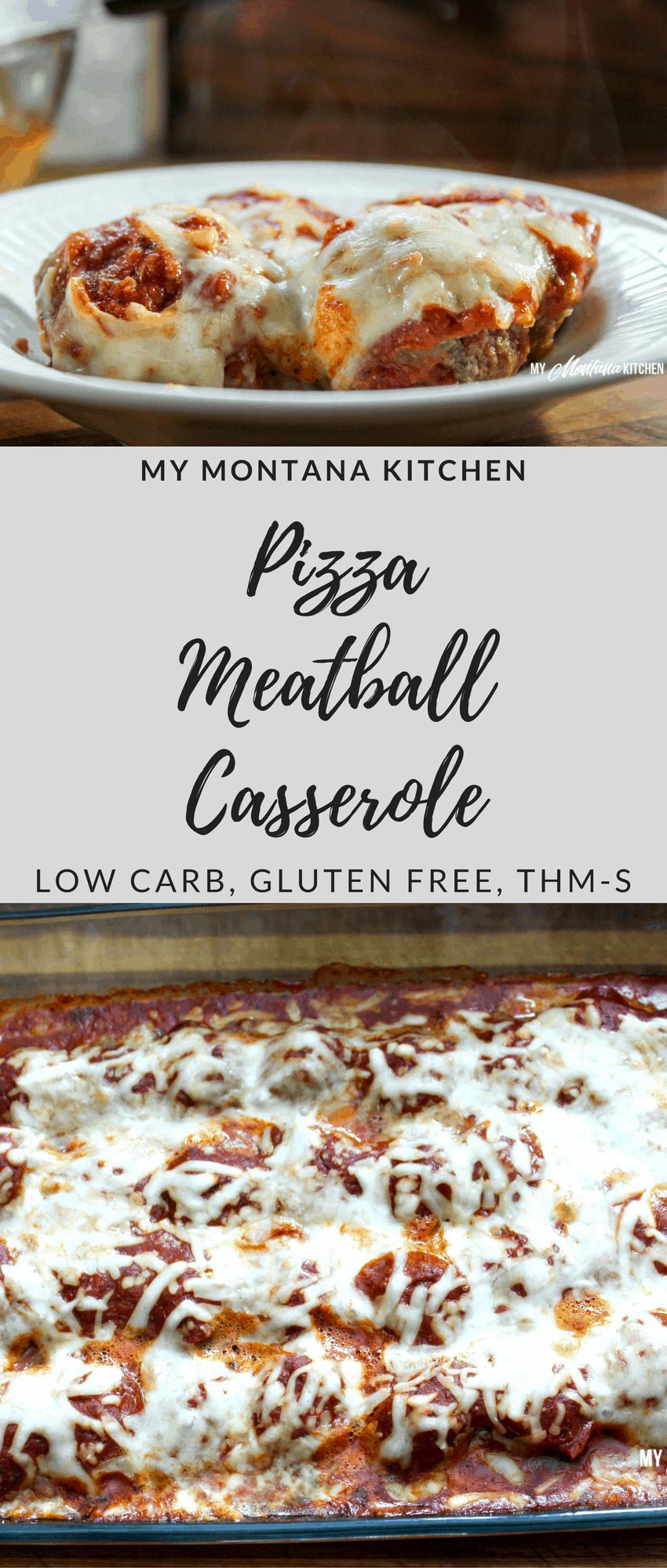 Low Carb Pizza Meatball Casserole #trimhealthymama #thm #thms #pizza #meatballs #casserole #mymontanakitchen