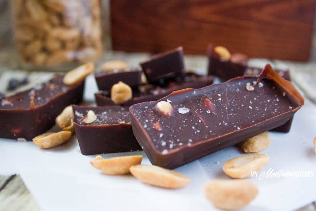 Chocolate Peanut Low Carb Candy Bar (Sugar Free, Diary Free, THM-S) #trimhealthymama #thm #thms #sugarfree #dairyfree #lowcarbcandy #lowcarb