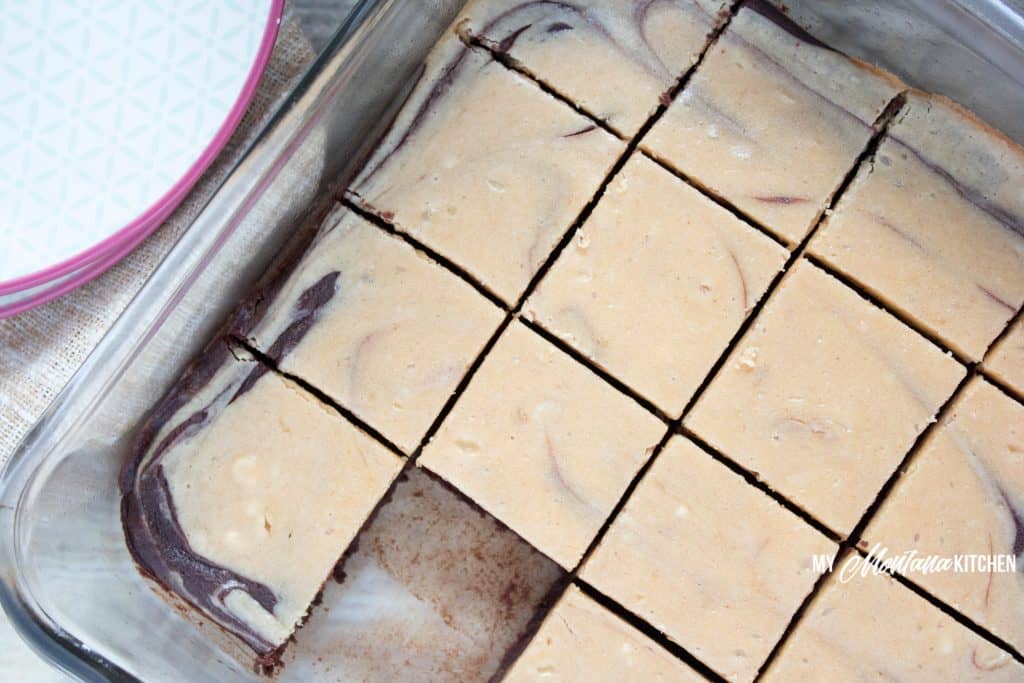 Peanut Butter Swirl Brownies (Low Carb, Sugar Free, Gluten Free, THM-S) #trimhealthymama #thm #thms #peanutbutter #brownie #glutenfree #sugarfree #lowcarb #healthy