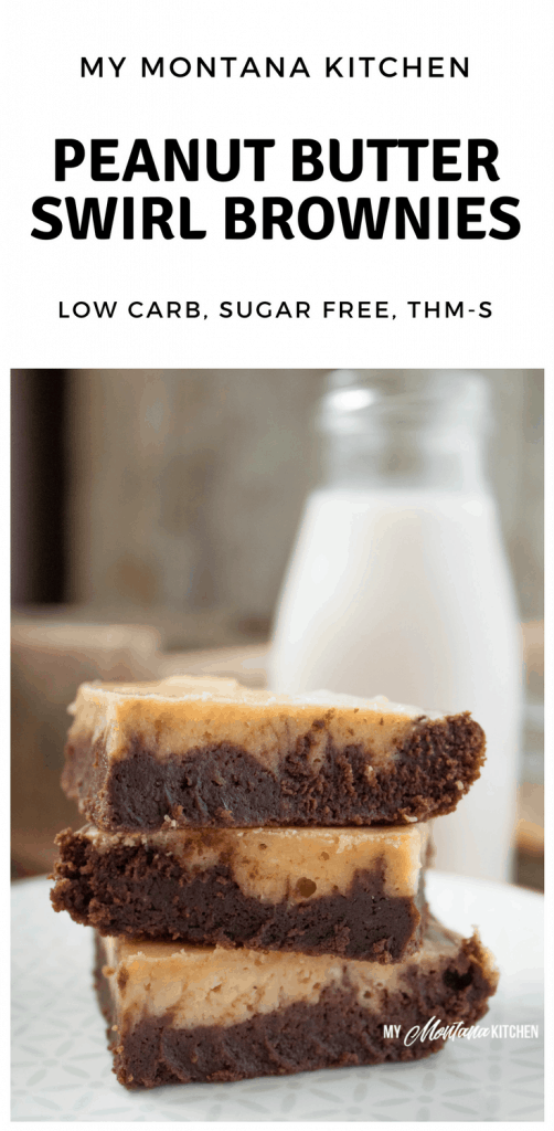 Peanut Butter Swirl Brownies (Low Carb, Sugar Free, Gluten Free, THM-S) #trimhealthymama #thm #thms #peanutbutter #brownie #glutenfree #sugarfree #lowcarb #healthy