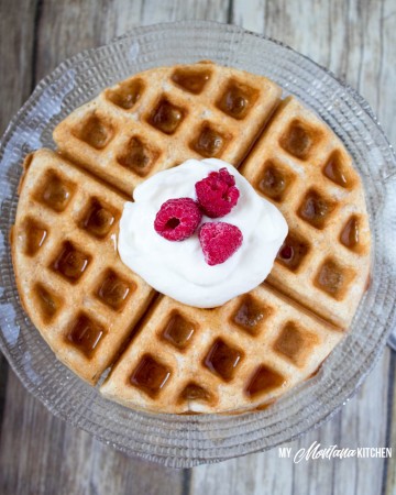 Low Carb Fuel Pull Waffle Recipe (THM-FP, Gluten Free) #trimhealthymama #thm #fp #fuelpull #thmfp #waffle #glutenfree #dairyfree #lowcarb #highfiber #mymontanakitchen