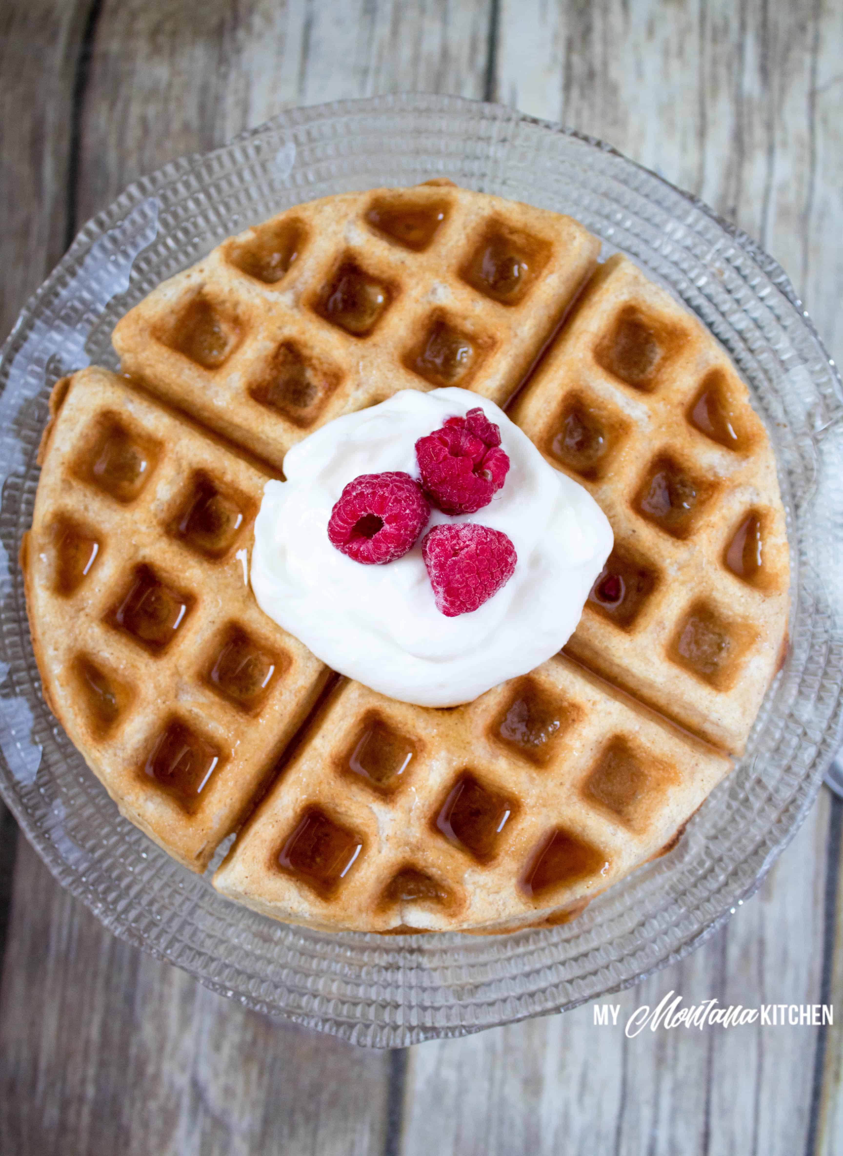 Low Carb Fuel Pull Waffle Recipe (THM-FP, Gluten Free) #trimhealthymama #thm #fp #fuelpull #thmfp #waffle #glutenfree #dairyfree #lowcarb #highfiber #mymontanakitchen