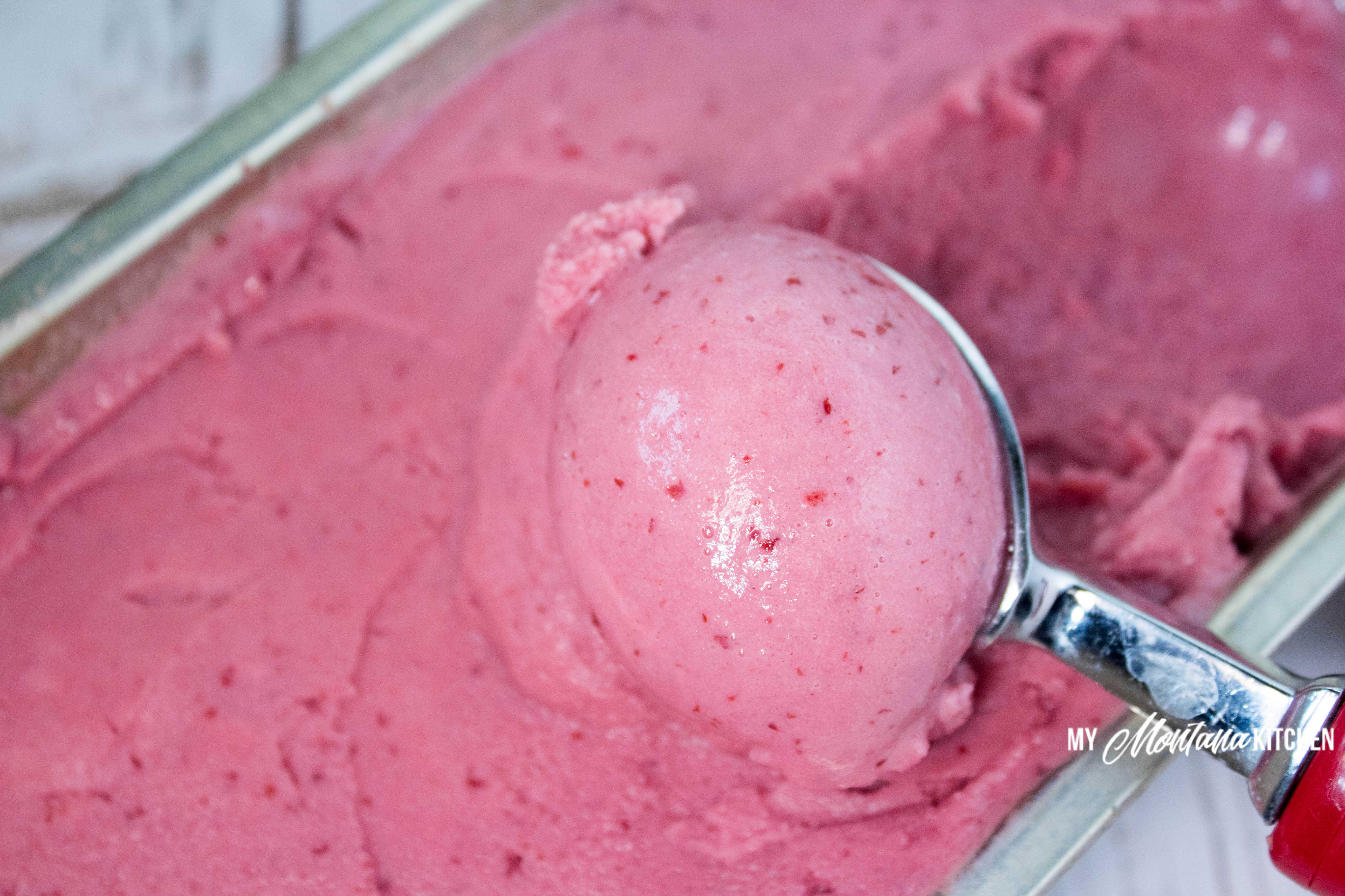 Cherry Kefir Ice Cream (Low Fat, Sugar Free, THM-E) #trimhealthymama #thm #lowfat #kefir #icecream #sugarfree #mymontanakitchen #cherries