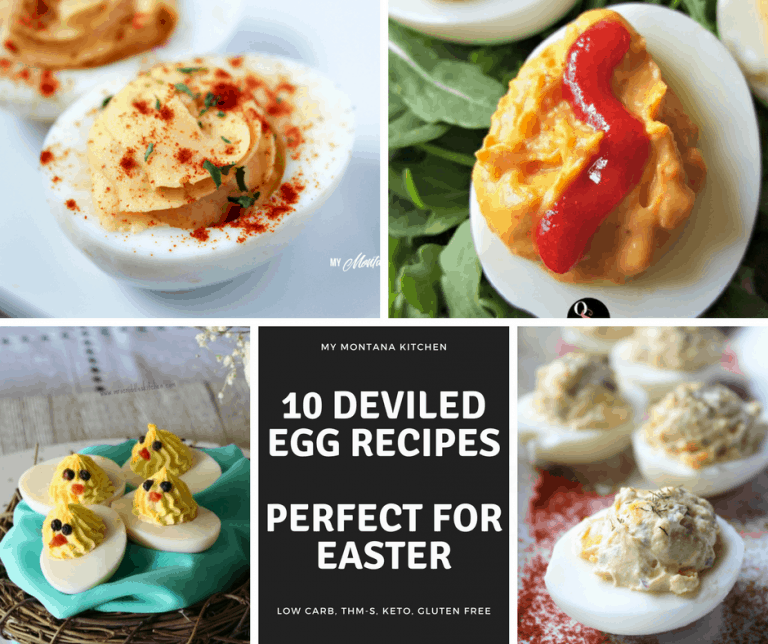 10 Deviled Egg Recipes for Easter (Low Carb, Keto, THM-S) #trimhealthymama #thm #keto #lowcarb #deviledeggs #eggs #easter
