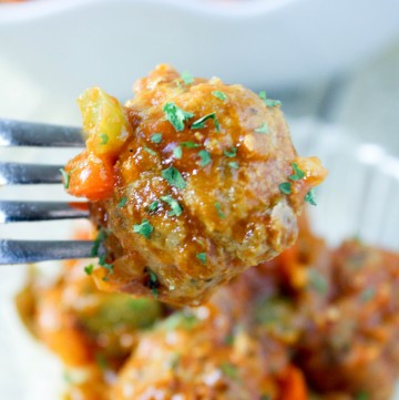 Sweet and Sour Meatballs (THM-S, Low Carb) #trimhealthymama #thm #thms #lowcarb #keto #sweetandsour #meatballs #glutenfree #sugarfree #dairyfree