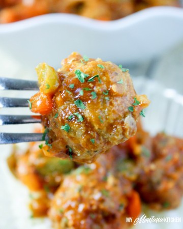 Sweet and Sour Meatballs (THM-S, Low Carb) #trimhealthymama #thm #thms #lowcarb #keto #sweetandsour #meatballs #glutenfree #sugarfree #dairyfree