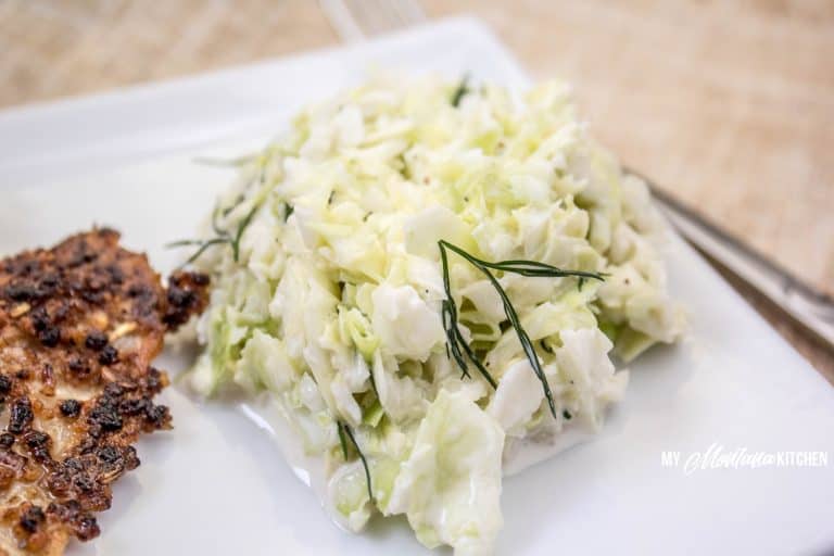 Low Carb Coleslaw with Dill (THM-S, Keto, Sugar Free) #trimhealthymama #thm #thms #coleslaw #thmsidedish #keto #lowcarb #sugarfree #coleslaw
