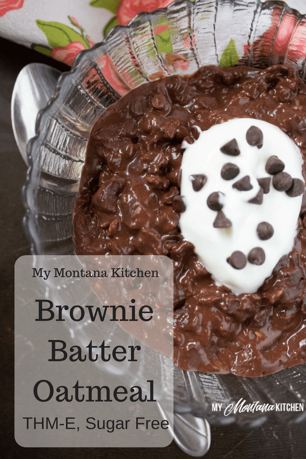 Brownie Batter Oatmeal (THM-E, Sugar Free, Dairy Free) #trimhealthymama #thm #thme #oatmeal #chocolate #chocolateoatmeal #sugarfree #glutenfree #dairyfree #browniebatteroatmeal #cleaneating