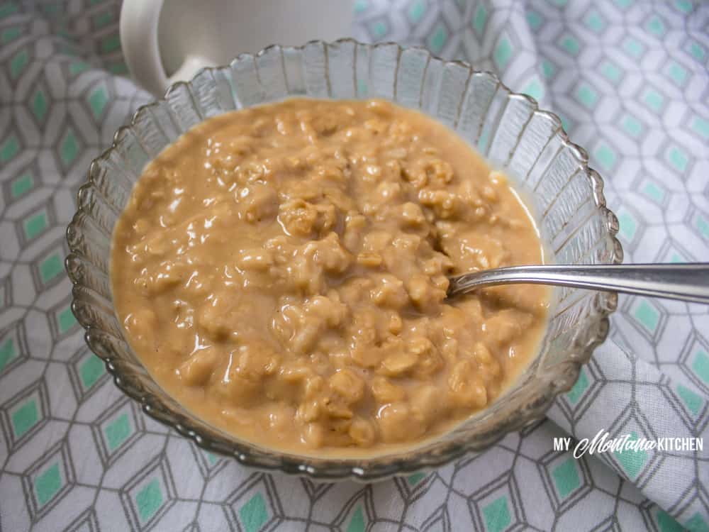 Peanut Butter Oatmeal (THM-E, Sugar Free, Dairy Free) #trimhealthymama #thm #thme #peanutbutter #oatmeal #sugarfree #lowfat