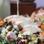 Southwest Chicken Salad (Low Fat, THM-E) #trimhealthymama #thm #thme #lowfat #southwest #chicken #salad #summermeals #greendressing