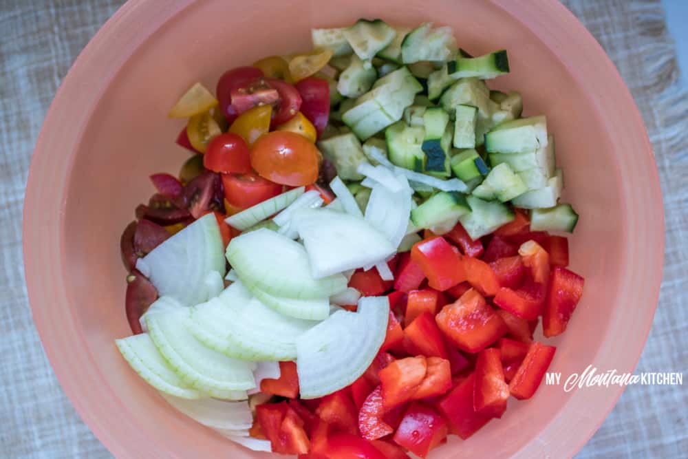 Cucumber Tomato Salad Recipe (Low Carb, THM-S) #trimhealthymama #thm #thms #lowcarb #keto #salad #cucumbers #glutenfree #tomatoes #peppers #summer
