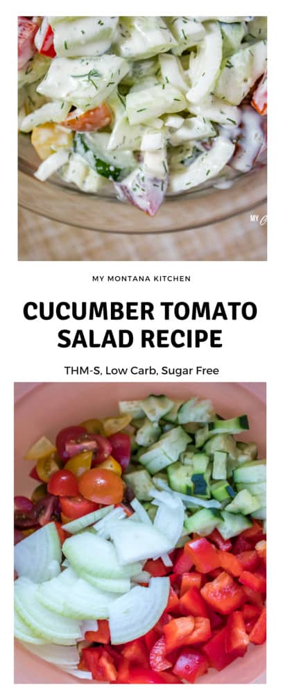 Cucumber Tomato Salad Recipe (Low Carb, THM-S) #trimhealthymama #thm #thms #lowcarb #keto #salad #cucumbers #glutenfree #tomatoes #peppers #summer