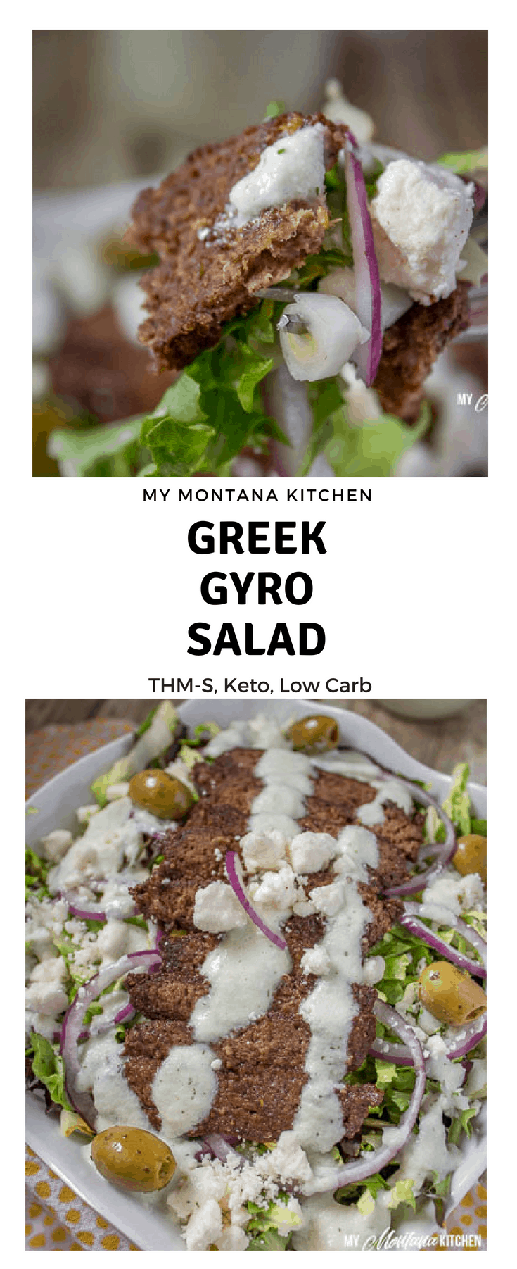 If you've been wondering how to make a Gyro Salad, look no further! This savory salad has all the flavor of Greek Gyros, and it makes a delicious healthy dinner! Even my kids loved this healthy entree! #trimhealthymama #thm #ketosalad #lowcarb #gyrosalad #greeksalad #greek