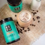 This is the best keto iced coffee recipe - filled with healthy fats and protein, it will keep you satisfied. This is the perfect low carb coffee drink for hot weather. #keto #lowcarb #perfectketo #collagen #mct #protein #icedcoffee #howtomakeicedcoffee #besticedcoffee #trimhealthymama #mymontanakitchen