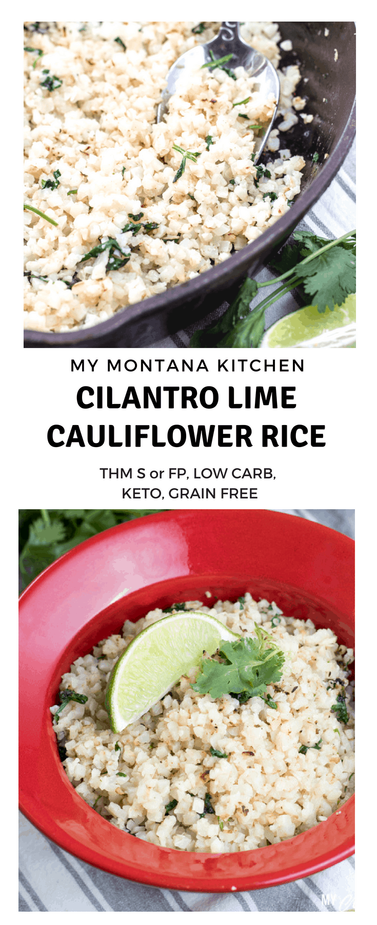 You can have Cilantro Lime Cauliflower rice can be ready and on your table in 15 minutes. This easy low carb side dish is filled with the fresh flavors of garlic and lime. Perfect as a Trim Healthy Mama Side Dish recipe, too! #trimhealthymama #thm #thms #lowcarb #keto #caulirice #cauliflowerrice #ricedcauliflower #mexican #cilantro #lime #cilantrolime