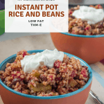 This Instant Pot Rice and Beans recipe is sure to be a family favorite. Brown rice, beans, spices, and all your favorite flavors combine to make this a frugal, hearty dish. #trimhealthymama #thm #thme #lowfat #instantpot #frugalmeal #meatlessmonday #riceandbeans #instantpotriceandbeans #glutenfree #mymontanakitchen